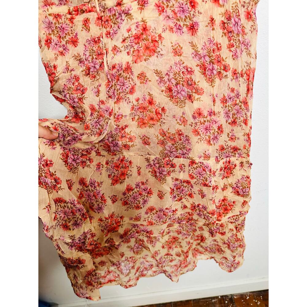 THE KOOPLES Pink Floral Ruffle Hemline Midi Tie Back Floral Frill Dress sz 1 - Picture 7 of 16